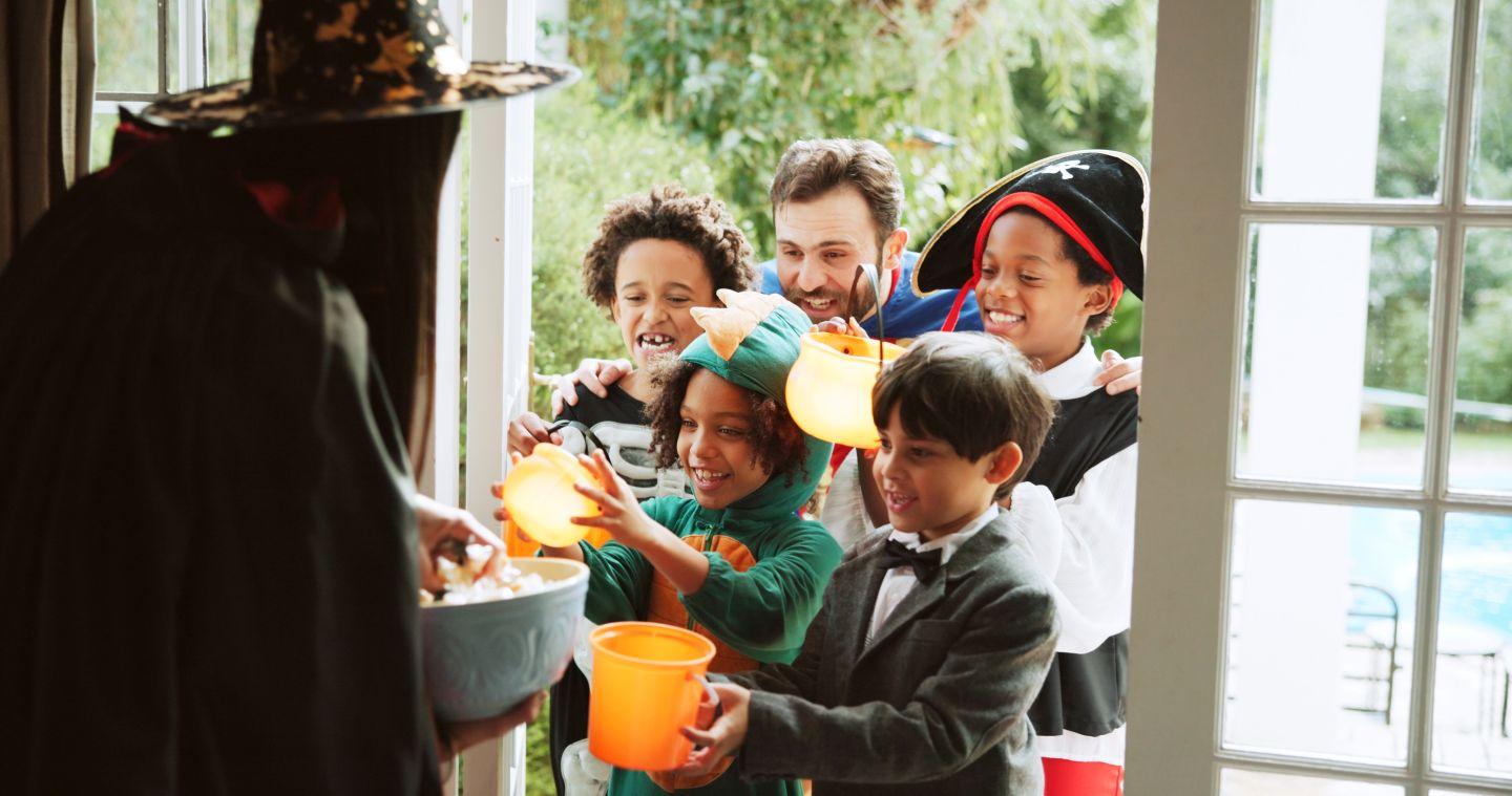 Kids trick or treating.