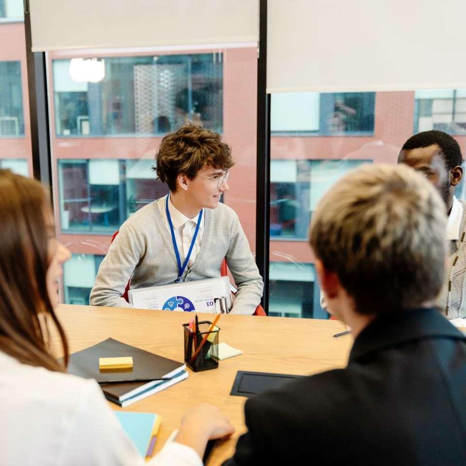 Interns working in an office.