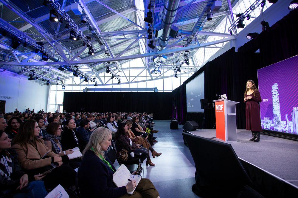 WSGN's Cassandra Napoli speaks on stage at NRF 2025: Retail's Big Show